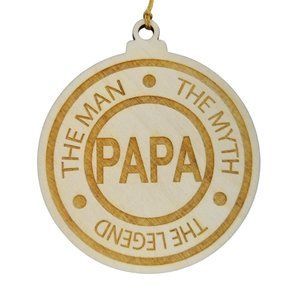 Papa Christmas Ornament - The Man The Myth The Legend - Handmade Wood Ornament -